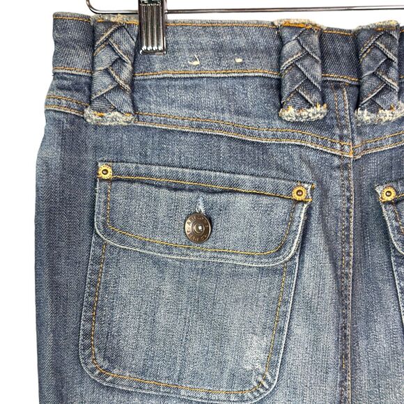 Arizona Jeans Skirt Juniors Size 1 Denim Mini Skirt Retro 90s Y2K Braided‎ - Picture 6 of 10